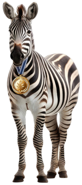 Zebra z medalem